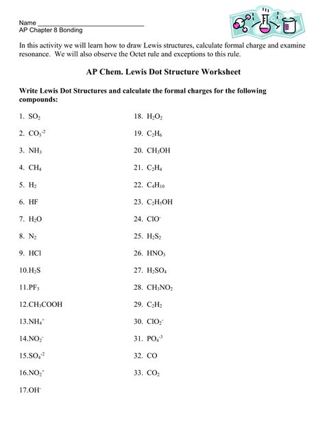 lewis structure worksheet #1 answers